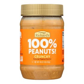 Crazy Richard's All-natural Crunchy Peanut Butter - Case Of 12 - 16 Oz