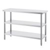 VEVOR Stainless Steel Food Prep Table, 18 x 48 x 34 Inch Commercial Kitchen Worktable, with 2 Adjustable Undershelf