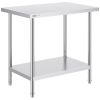 VEVOR Stainless Steel Prep Table, 24 x 36 x 34 Inch, Heavy Duty Metal Worktable with 3 Adjustable Height Levels