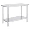 VEVOR Stainless Steel Prep Table, 24 x 48 x 34 Inch, Heavy Duty Metal Worktable with 3 Adjustable Height Levels