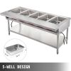 VEVOR Commercial Electric Food Warmer 5 Pot Steam Table Food Warmer 18 Quart/Pan with Lids with 7 Inch Cutting Board Food Grade Stainless Steel Steam