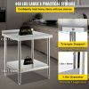 VEVOR Stainless Steel Prep Table, 30 x 24 x 35 Inch, 440lbs Load Capacity Heavy Duty Metal Worktable with Backsplash and Adjustable Undershelf