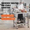 VEVOR Stainless Steel Work Table 30 x 36 x 38 Inch, with 4 Wheels, 3 Adjustable Height Levels