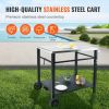VEVOR Outdoor Grill Dining Cart with Double-Shelf, BBQ Movable Food Prep Table, Multifunctional Stainless Steel Table Top