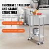 VEVOR Stainless Steel Work Table 30 x 12 x 38 Inch, with 4 Wheels, 3 Adjustable Height Levels