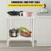 VEVOR Stainless Steel Prep Table, 30 x 24 x 35 Inch, 440lbs Load Capacity Heavy Duty Metal Worktable with Backsplash and Adjustable Undershelf