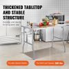VEVOR 48 x 30 Inch Folding Commercial Prep Table Commercial Worktable Workstation, Heavy-Duty Stainless Steel Folding Table with 220 lbs Load