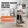 VEVOR Stainless Steel Prep Table, 24 x 24 x 34 Inch, Heavy Duty Metal Worktable with 3 Adjustable Height Levels