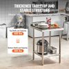 VEVOR 24 x 24 x 36 Inch Stainless Steel Work Table, Commercial Food Prep Worktable Heavy Duty Prep Worktable