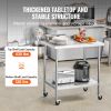 VEVOR 24 x 36 x 40 Inch Stainless Steel Work Table, Commercial Food Prep Worktable with Casters, Heavy Duty Prep Worktable