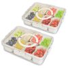 Divided Serving Tray 8 Compartments Snack Box Charcuterie Container Clear Snack Platter Organizer Storage Box with Lid Handle for Candy Nuts Cookies F